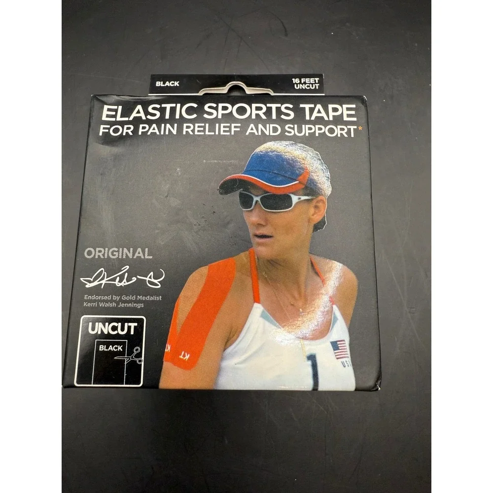 KT Tape Original Elastic Sports Tape Black 16 Feet Uncut Kinesiology Therapeutic